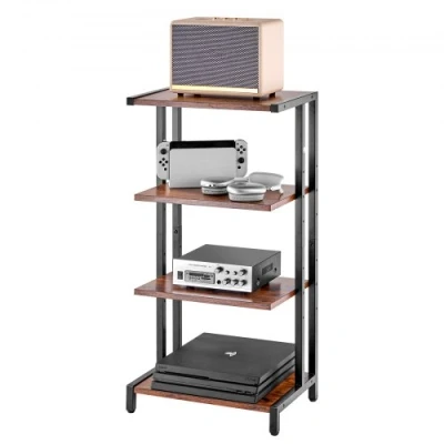 Image de VEVOR Meuble Audio Visuel 4 Niveaux Étagère Multimédia en Bois Hauteur Réglable