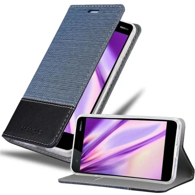Afbeelding van Cadorabo Hoesje geschikt voor Nokia 2 2017 in DONKERBLAUW ZWART Beschermhoes met magnetische sluiting, standfunctie en kaartvakje Book Case Cover Etui