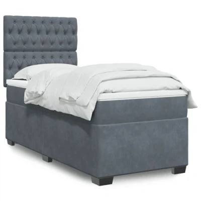 Image de vidaXL Sommier à lattes de lit et matelas Gris foncé 90x190 cm Velours