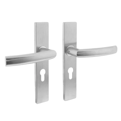 Afbeelding van Intersteel Deurkruk Blok op rechthoekig schild profielcilindergat 55 mm rvs geborsteld