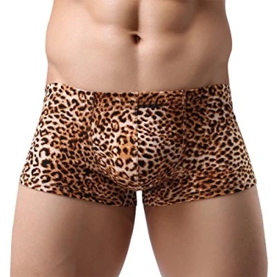 Afbeelding van Aieoe Boxershorts voor heren Ondergoed Retro Luipaardpatroon Gele letter, Goud
