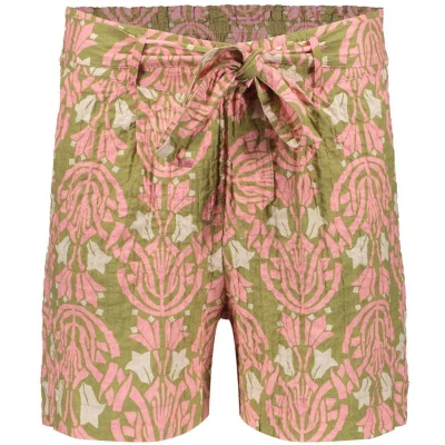Afbeelding van Geisha Broek Paperbag Shorts 51210 20 Green/pink Dames Maat XXL