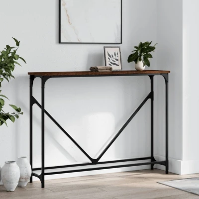 Afbeelding van Wandtafel 102x22,5x75 cm bewerkt hout bruin eikenkleur
