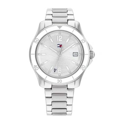 Afbeelding van Tommy Hilfiger Analoog kwartshorloge voor dames met zilverkleurige roestvrijstalen Armband 1782512, Zilver wit,
