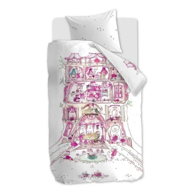 Afbeelding van Beddinghouse Kids Mousehouse dekbedovertrek Eenpersoons 100x135 Roze