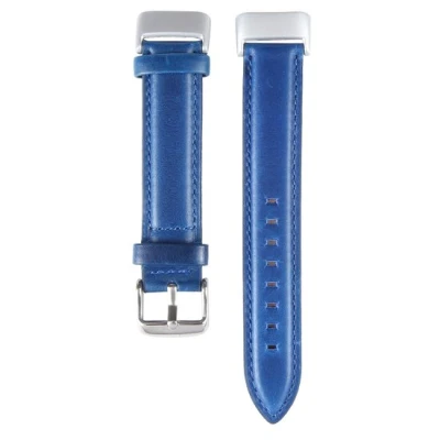 Afbeelding van Fitbit Charge 5 &amp; 6 bandje Echt leer Blauw Horlogebandje