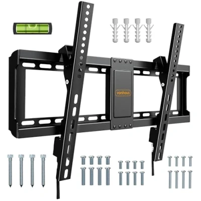 Afbeelding van VonHaus TV muurbeugel voor 37 82&quot; beeldschermen, Verplaatsbare met waterpas, vlak tegen de muur, kantelfunctie, draagvermogen 75 kg, beugel max. VESA: 600 x 400 mm