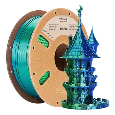 Afbeelding van ERYONE PLA filament voor 3D printer, FDM, tweekleurig, silk, 1,75 mm +/ 0,03 mm, 1 kg spoel, blauw/groen