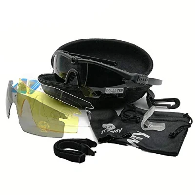 Afbeelding van Ballistic 3.0 Professionele tactische veiligheidsbril, 100% UV400, TR90, montuur, schietbril, outdoorsport, wandelen, fietsen, paintball, zwart