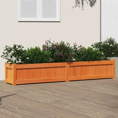 Afbeelding van Plantenbak 180x31x31 cm massief grenenhout wasbruin