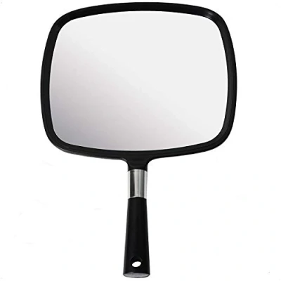 Afbeelding van MIRRORVANA Spiegel met Handvat Hand Held Mirror with Handle Grote Handspiegel voor Kapsel, Kapper en Salon Mannen Vrouwen Zwart