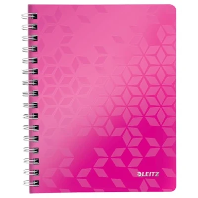 Afbeelding van Notitieboek Leitz WOW A5 spiraal PP lijn roze