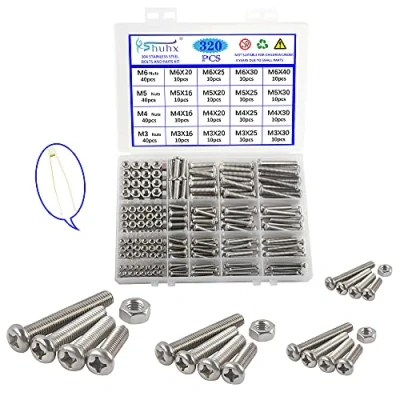 Afbeelding van Rshuhx 320 STKS M3 M4 M5 M6 Bouten en moeren Machineschroef moer 304 roestvrijstalen kruiskopmachine Ronde kopschroeven Assortimentset voor machine Meubels Speelgoed Elektronische producten Reparatiebevestiging