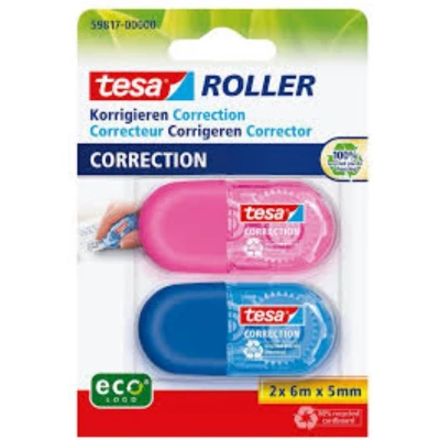 Afbeelding van tesa 59817 00000 00 Correctieroller ecoLogo Blauw, Pink (l x b) 6 m 5 mm 2 stuk(s)