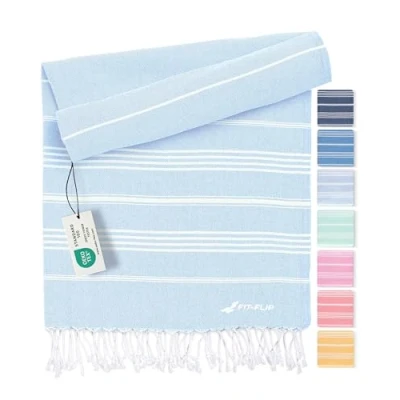 Afbeelding van Hamamdoek van 100% katoen, duurzaam en natuurlijk, saunahanddoek, strandhanddoek, badhanddoek, yogahanddoek, ijsblauw, 100 x 200 cm