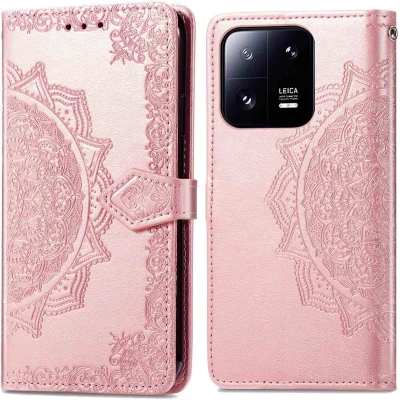 Afbeelding van iMoshion Hoesje Geschikt voor Xiaomi 13 Pro Met Pasjeshouder Mandala Bookcase Rosé Goud