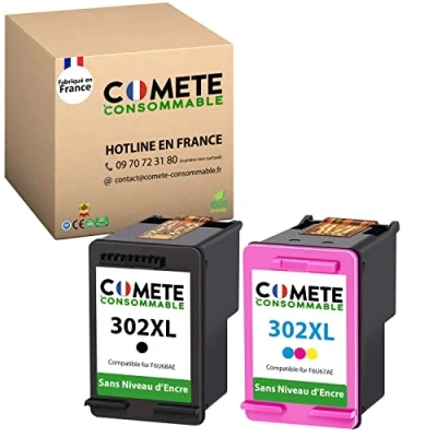 Image de COMETE 302XL 2 Cartouches d&#039;encre Compatibles HP Sans puce Marque française