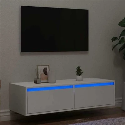 Image de vidaXL Meuble TV avec lumières LED blanc 100X35,5x25 cm860238