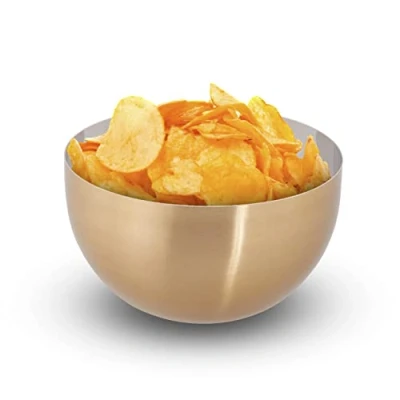 Afbeelding van Relaxdays saladeschaal Ø 15 cm rvs goud zilver