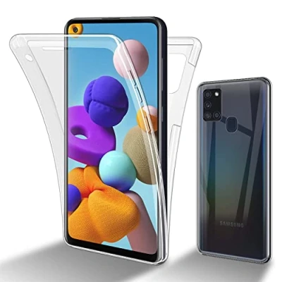 Afbeelding van Cadorabo Hoesje geschikt Voor Samsung Galaxy A21s in TRANSPARANT 360 Full Body Case Cover Beschermhoes en achterbescherming, all round bescherming met displaybescherming