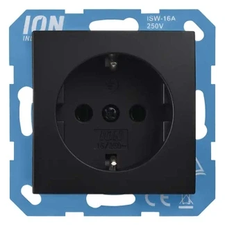 Afbeelding van Stopcontact ION Industries E1 (Inbouw, Randaarde, Mat zwart)