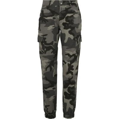 Afbeelding van Urban Classics Ladies HIGH Waist camo Cargo Pants Cargobroek, Dames, Maat: 27, Dark