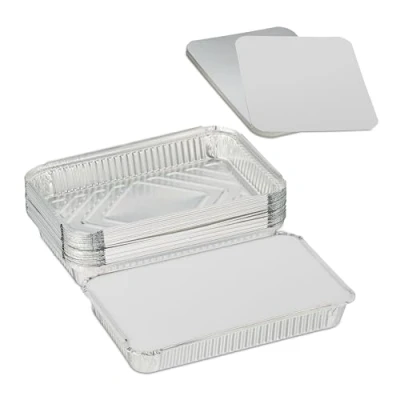 Afbeelding van Relaxdays aluminium bakjes met deksel set van 25 1800 ml maaltijd kapsalon