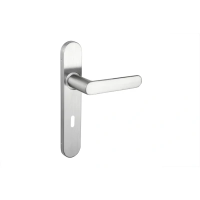 Afbeelding van Lavuzo deurkruk Novara RVS met afgerond schild SL72 Per set Deurklink