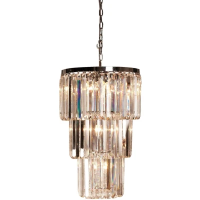 Afbeelding van Clayre &amp; Eef Kroonluchter Ø 47x74 cm Transparant Ijzer Glas Hanglamp