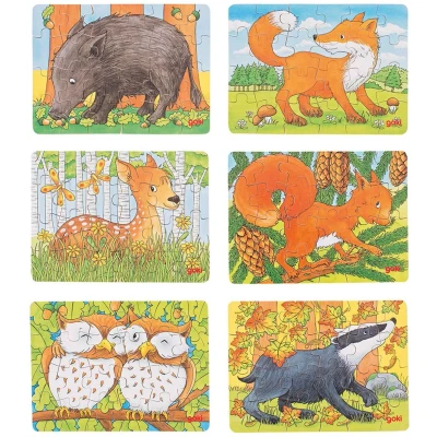 Afbeelding van Goki Houten Mini Puzzel Bosdier, 24st.