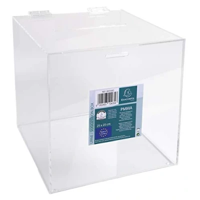 Afbeelding van Exacompta Ref. 89058D 1 transparante urn met deksel 21 cm Afmetingen 210 x mm PMMA (acryl) verkiezingen, wedstrijden, loterijen, liefdadigheidsdonaties, ideedoos Kleur Crystal