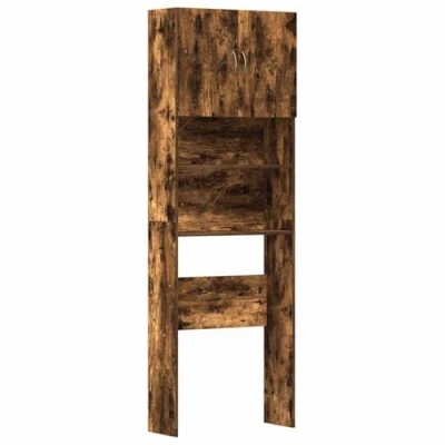 Afbeelding van Wasmachinekast 64x24x190 cm bewerkt hout gerookt eikenkleurig