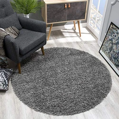 Afbeelding van SANAT Hoogpolig rond tapijt, modern tapijt voor woonkamer, slaapkamer, eetkamer of kinderkamer, afmetingen 120 x cm