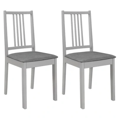 Afbeelding van Eetkamerstoelen met kussens 2 st massief hout grijs