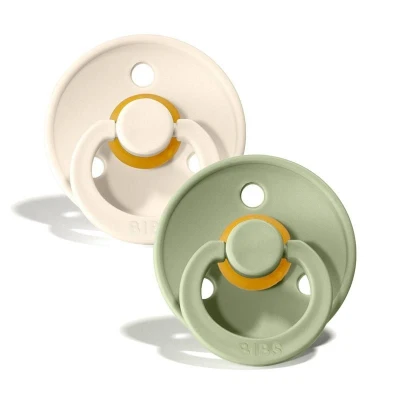 Afbeelding van BiBS Colour Pacifier Stage 1 Fopspeen 0+ maanden 2 stuks Ivory / Sage