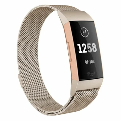 Afbeelding van Fitbit Charge 3 &amp; 4 milanese bandje Maat: Small Vintage goud