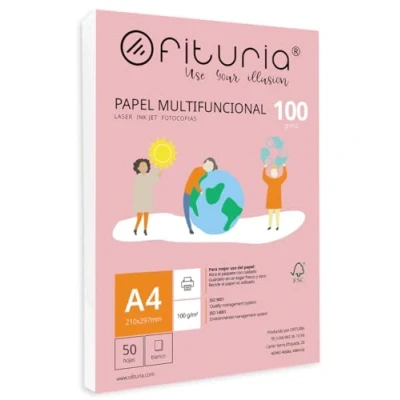 Afbeelding van 50 x 100 g A4 wit vel multifunctioneel papier voor school en werkomgeving, ideaal laserprinters, jet of kopieerapparaten. Ofituria