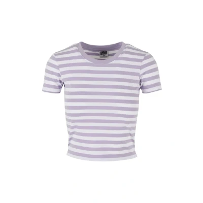 Afbeelding van Urban Classics Short Striped TEE Tshirt print, Dames, Maat: 4XL, White dustylilac