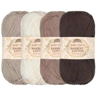 Afbeelding van JubileeYarn, Baby Soft katoen en bamboegaren, 4 strengen, 50 g/streng, bruine tinten