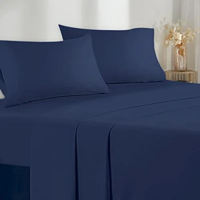 Afbeelding van 4 Delige Microvezel Beddenset 160x190/200 Hoeslaken 160x200 cm bedlaken voor 2 persoonsbed 240x280 Kussenslopen 50x80 Hoge Kwaliteit Blauw