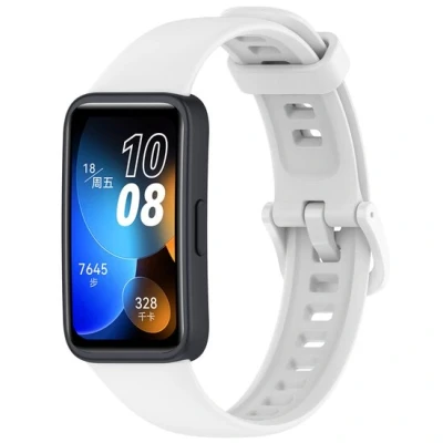 Afbeelding van Siliconen bandje met gesp Wit Huawei Band 10 / 9 8