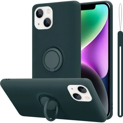 Afbeelding van Cadorabo Hoesje geschikt voor Apple iPhone 14 in LIQUID GROEN Beschermhoes van flexibel TPU silicone Case Cover met ring