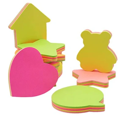 Afbeelding van Zelfklevende notities, levendige kleuren, verwijderbare plaknotities, 8 blokken per verpakking, 100 vellen blok, 5 kleuren verschillende vormen binnenin, 76 mm x