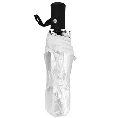 Afbeelding van Opvouwbare Paraplu, Draagbare Modieuze Automatische Transparante Drievoudige Paraplu Outdoor Regenparaplu, Transparant