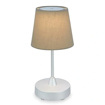 Afbeelding van BRILONER COMPA LED Tafellamp Batterij Dimbaar Stof Snoerloos Aanraakfunctie 3.300K Warm Wit Chroom Mat Taupe, 300x125 mm (HxD)