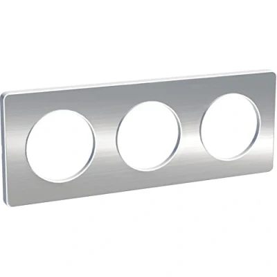 Afbeelding van Afdekraam Odace Touch 3V Geborsteld Aluminium Schneider Electric S520806J