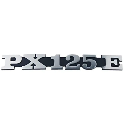 Afbeelding van Emble/letters &quot;Px 125 E&quot; voor zijpaneel Vespa Px 2 pinnen 158 x 20 mm gatafstand 105