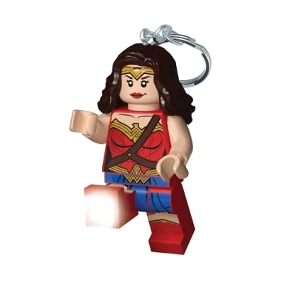 Afbeelding van LEGO DC Superheroes Wonder Woman sleutelhanger led zaklamp voor fans fantasiespeelgoed kinderen 76 mm figuur (KE117H) inclusief 2 CR2025 batterijen