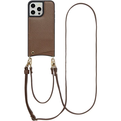 Afbeelding van Selencia Nova Telefoonhoes met Koord en Pashouder voor de iPhone 15 Pro Max Mocha Brown