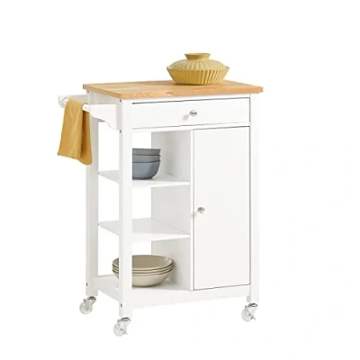 Afbeelding van SoBuy® FKW46 WN trolley keukenwagen serveerwagen opbergmeubel